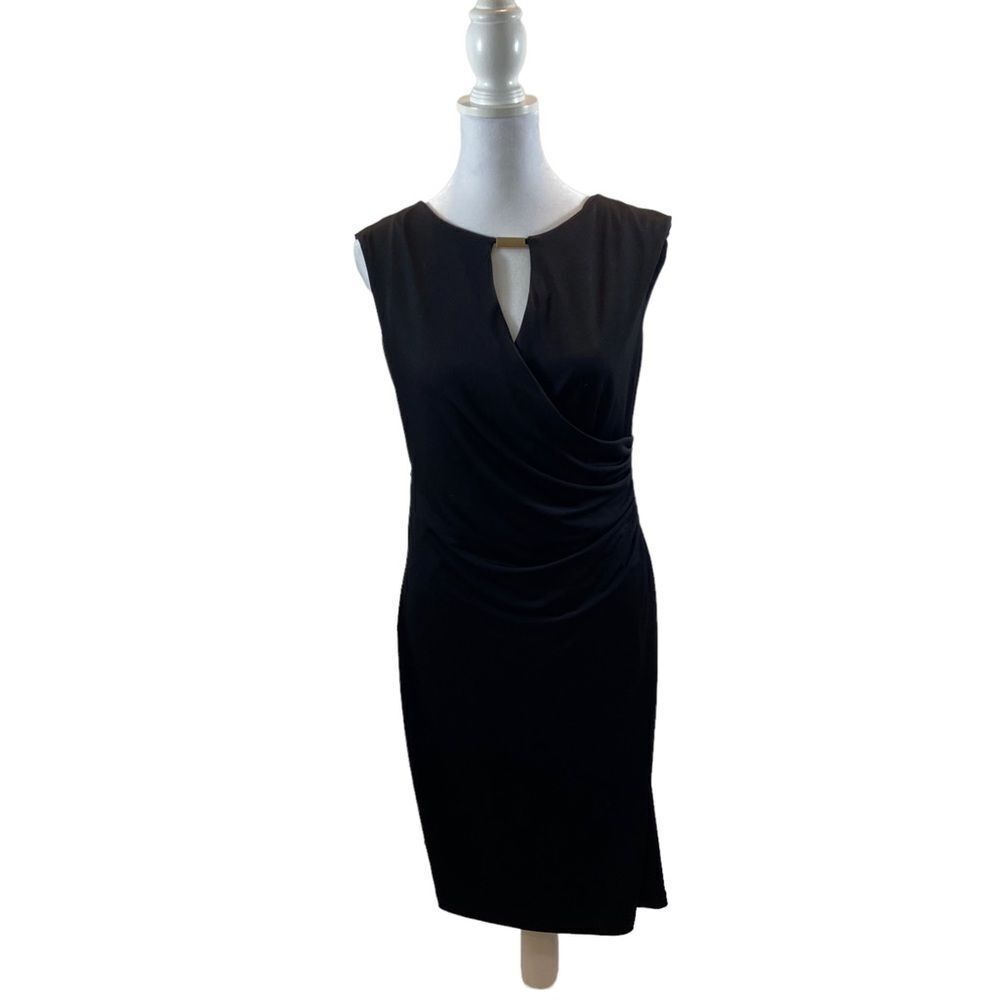 Tiana B. Brand Black‎ Sleeveless Faux Wrap Dress Size 8